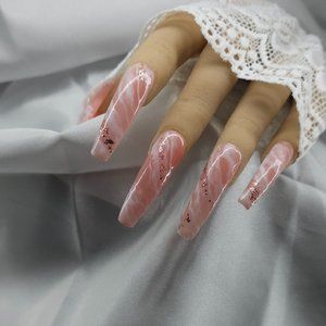 Rose quartz press ons